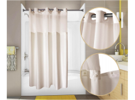 71x74 White-PreHooked Shower Curtains Nylon